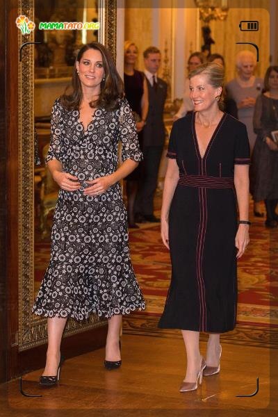 І ми не можемо не згадати елегантний та жіночний образ Кейт Мідлтон у сукні з квітковим принтом та воланом по краю на прийомі у Букінгемському палаці.